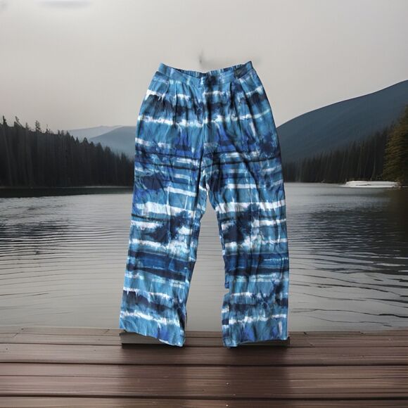 Wide Leg Pants FIFTEEN TWENTY Boho Hippy Tie Dye Festival Blue Women's Large NWT - Picture 2 of 13